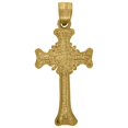 thumbnail image 2 of 10k Yellow Gold Unisex Sparkle-Cut Textured Cross Religious Charm Pendant Necklace 33.9x15.50mm Wi Pendant for Women, 2 of 2