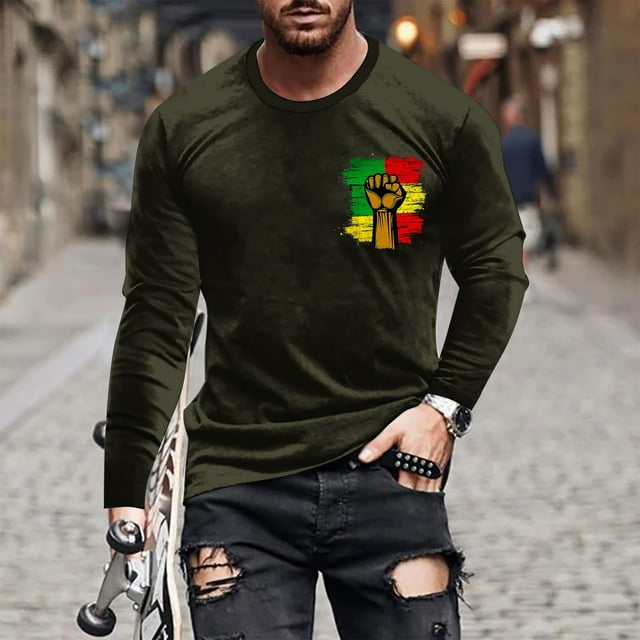 Blusas y camisas de manga larga con cuello redondo para hombre, blusa con estampado de liberación, de manga larga y cuello redondo, blusa para hombre.