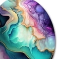 thumbnail image 3 of Designart "Abstract Geode Blue and Purple II" Abstract Marble Metal Round Wall Decor, 3 of 5