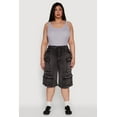 thumbnail image 2 of Womens Plus Size Daisy Denim Cargo Pocket Bermuda Shorts, 2 of 5