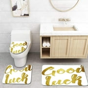 GOHAO Going Away Party Good Luck Wish Note Hand Written Lettering Greeting Card Concept 3 Piece Bathroom Rugs Set Bath Rug Contour Mat and Toilet Lid Cover