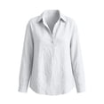 thumbnail image 5 of TGSLY Half Button Down Linen Tops for Women Lightweight Thin Collared Roll Long Sleeve Shirts Loose Fit Dressy Casual Solid Color Blouses XL, 5 of 7