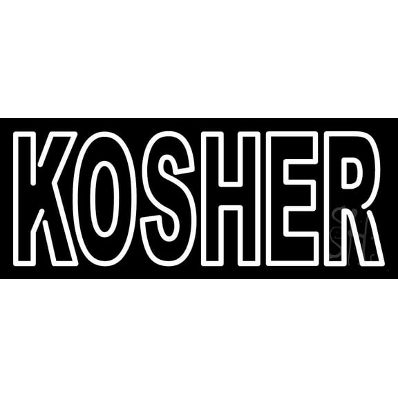 Kosher 1 LED Neon Sign 13 x 32 - inches, Black Square Cut Acrylic Backing, with Dimmer - Bright and Premium built indoor LED Neon Sign for restaurant window and interior decor.