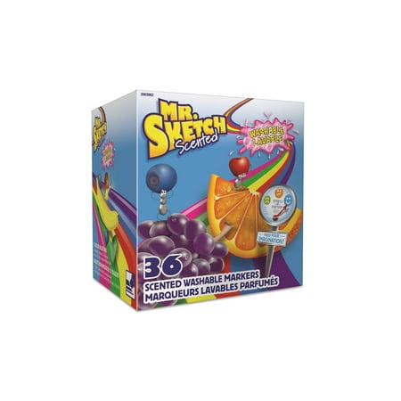 Mr. Sketch Scented Washable Markers, Chisel Tip, Assorted Colors, 36 Count