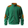 thumbnail image 6 of Men's Vintage Corduroy Baseball Jacket - Stand Collar Zip-Up Colorblock Loose-Fit, Green, L, 6 of 7