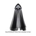 thumbnail image 2 of Hooded Sheer Cape, Black Full Length Mesh Wrap, 59.06inch, 2 of 7
