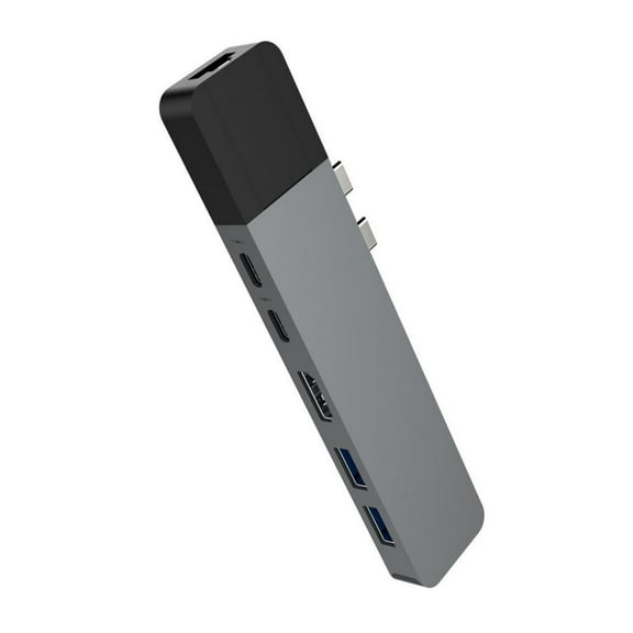 HyperDrive NET 6-In-2 USB-C Sleek Hub for Data Transfer, Video Output, and Power Delivery (Space Gray)