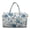 Blue Peony Branch, variant on HELLHERO Zippered Travel Duffel Bags for Women, Lightweight Weekender Bag Polyester Fabric Quilted Duffle Bag Blue White Stripe Waves