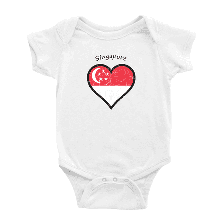 

Singapore Flag Heart Love Cute Baby Clothing Bodysuits Boy Girl Clothes