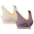 thumbnail image 4 of Lovskoo 2Pc Women's Sports Bra Lace Cami Bra Wireless Tank Top Bra Comfortable Everyday Bras For Women Leisure Beige, 4 of 9
