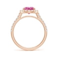 thumbnail image 2 of Angara Rings - Natural 1.9 ct Pink Sapphire Halo Ring with Diamonds in 14K Rose Gold for Women (Size-9x7mm) | September Birthstone Jewelry, Birthday, Anniversary, Jewelry Gift for Women, 2 of 8