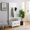 thumbnail image 3 of Pemberly Row Modern Farmhouse Wood Hall Tree in White Finish, 3 of 13