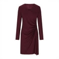thumbnail image 4 of Aueoeo Women's Elegant Dress Long Sleeve Casual V Neck Tunic Pleated Dresses Business Office Daily Work Trendy Outfits, 4 of 6