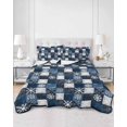 thumbnail image 3 of Blue White Snowflake King Size Down Alternative Comforter, Lightweight Comforter Quilt Bedding Set with Pillow Shams Winter Geometric Check Plaid All Seasons Bed Comforter Duvet Insert 96"x106", 3 of 7