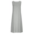 thumbnail image 6 of Aboser Women's Linen Dresses with Pockets for Beach Vacation Trendy Casual Sleeveless Tank Dress Light Weight Crewneck Long Dress Summer Loose Fitted Dresses Gray S, 6 of 8