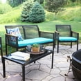 thumbnail image 6 of Sunnydaze Coachford 4-Piece Resin Wicker Conversation Set, Black/Blue, 6 of 10