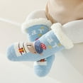 thumbnail image 6 of Zwiiyzr Toddler Baby Boys Girls Plush Slipper Socks Over The Calf 0-6 Years Cartoon Socks Keep Warm Soft Non-Slip Indoor Kids Newborn Socks Blue, 6 of 8