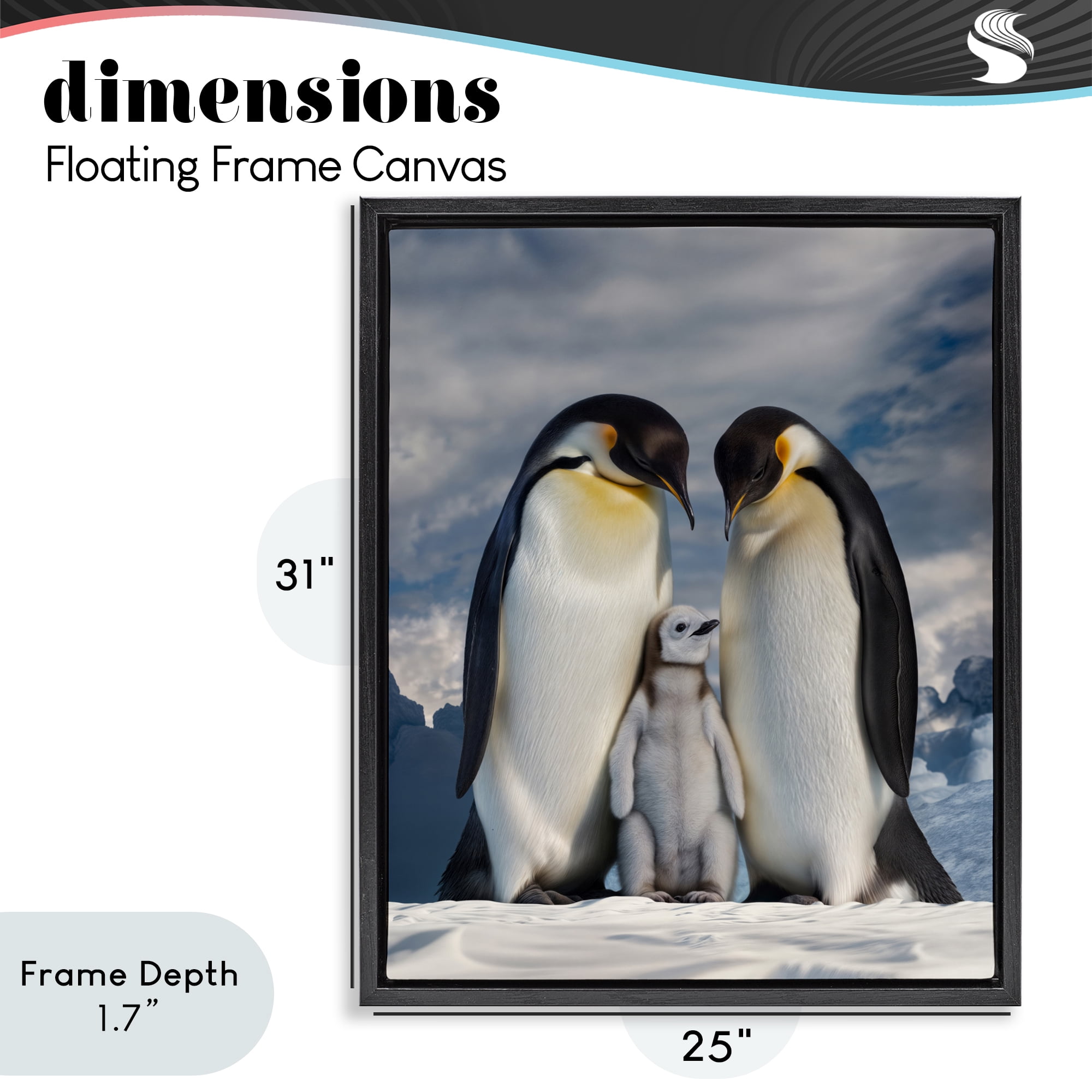 Stupell Industries Penguins In The Wild Black Framed Floater Canvas Wall Art, design by Scott Stulberg
