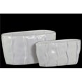 thumbnail image 1 of Urban Trends Collection 37313 Ceramic Low Oval Pot with Embedded Wave Design Body, Gloss & White - Set of 2, 1 of 1