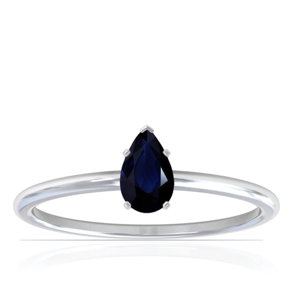 GemsNY September Birthstone - Dainty Pear Shape Four Prong Blue Sapphire Solitaire Ring For Women (Grade - A | 0.85cts.)
