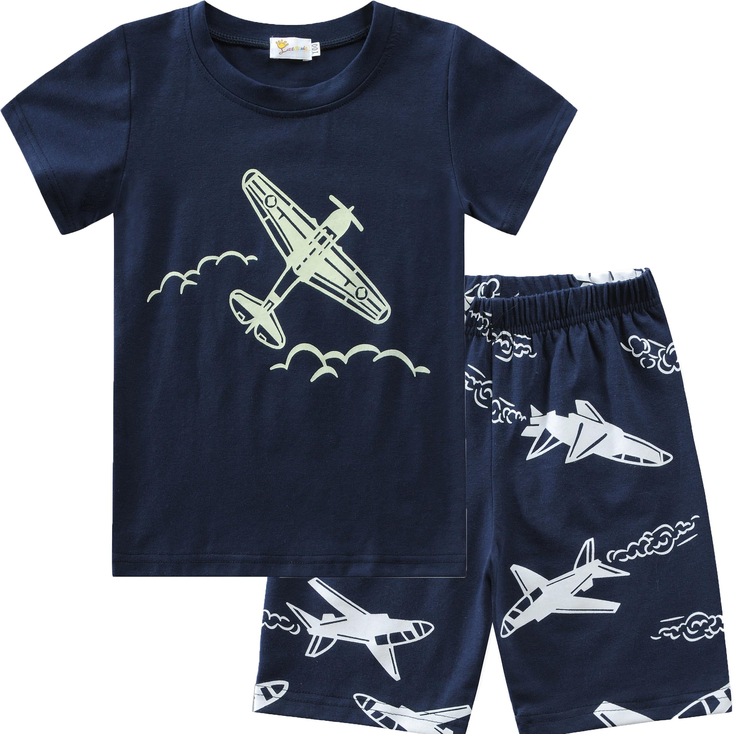 Little Hand Toddler Boys Airplane 100% Cotton Pajamas Summer Pjs ...