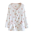 thumbnail image 3 of QLEICOM Bed Jackets for Women,Thermal Long Sleeve Women,Women's Flannel Robe with Heart Print Plush Lining and Full Button Front for Winter Comfortable Cozy Long Sleeve Loungewear for Warmth, 3 of 4