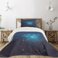 thumbnail image 3 of Ambesonne Astrology Quilted Bedspread Set 2 Pcs, Zodiac Signs in Space, Twin Size, Turquoise Blue and White, 3 of 6