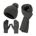 thumbnail image 2 of LIspipm Womens Long Scarf Gloves and Hat Set Warm Knit Beenie Hat with Pompom Long Scarf Touchscreen Gloves for Cold Weather Grey, 2 of 4