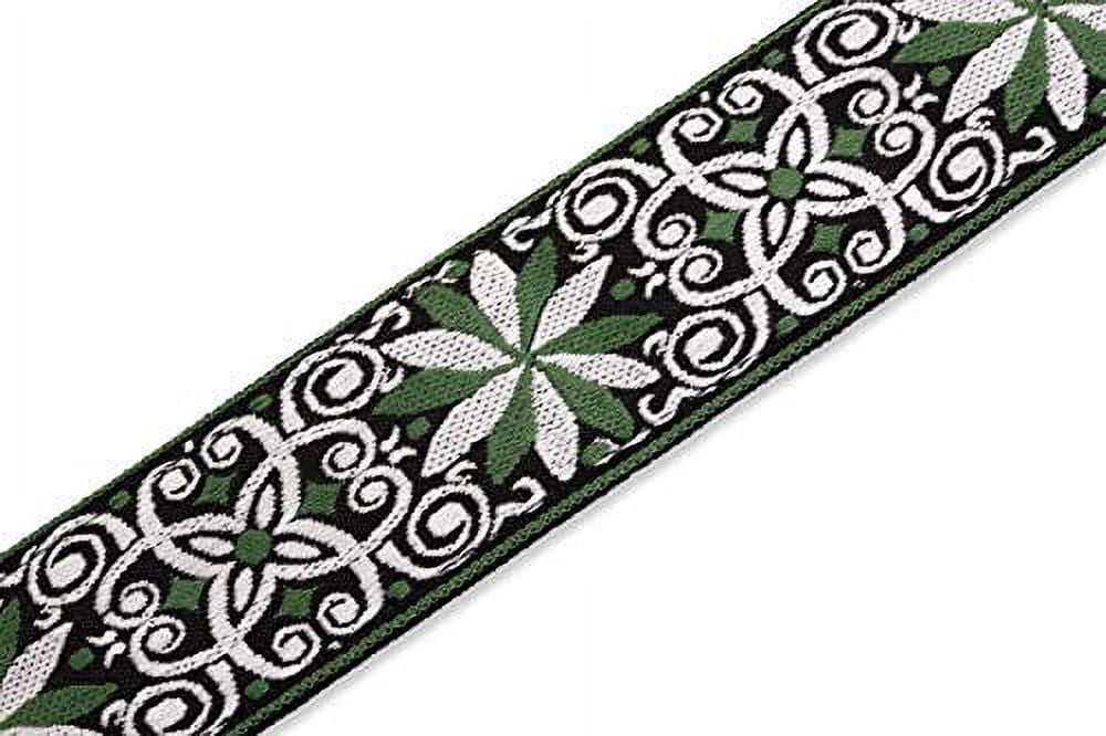 60s Hootenanny Jacquard Weave Guitar Strap - Floral Green