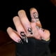 thumbnail image 1 of Uñas postizas con brillo de llama negra, uñas postizas brillantes medianas para mujeres y niñas, 24 unidades, 1 of 6