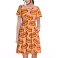 thumbnail image 1 of Balery Cartoon Hot Dog Vestidos sueltos de manga corta para mujer, vestidos de verano 2025, vestidos casuales de corte A con vuelo., 1 of 6