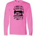 thumbnail image 3 of Inktastic Just a Woman Who Loves Sewing Long Sleeve T-Shirt, 3 of 5