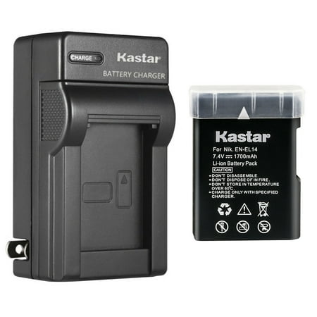 Kastar 1-Pack EN-EL14 Battery and AC Wall Charger Replacement for Nikon Coolpix P7700 Camera Coolpix P7800 Camera D3100 DSLR Camera D3200 DSLR Camera D3300 DSLR Camera D3400 DSLR Camera