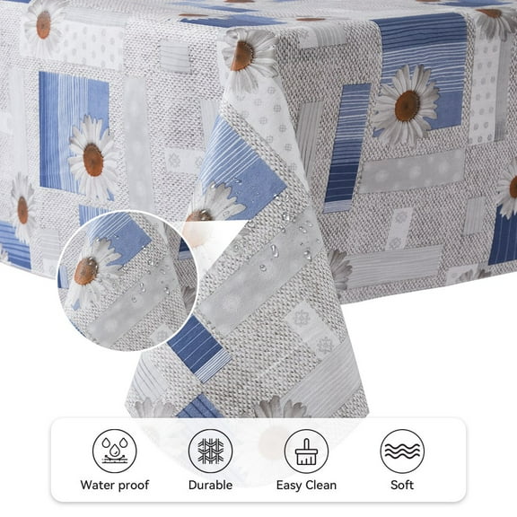 Ray Star Party Tablecloths 60x84 Spring Tablecloth Plastic Vinyl Tablecloth Picnic Outdoor and Camping Waterproof Oilcloth Table Cover