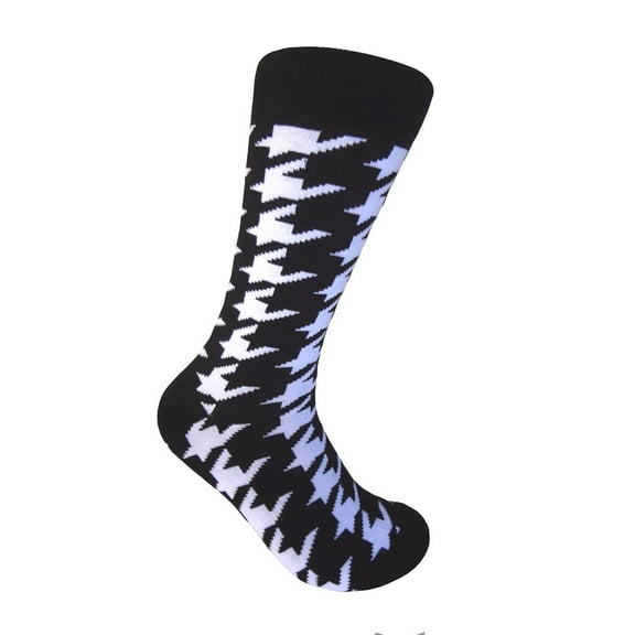 Black with White Houndstooth Pattern Dress Casual Socks for Men