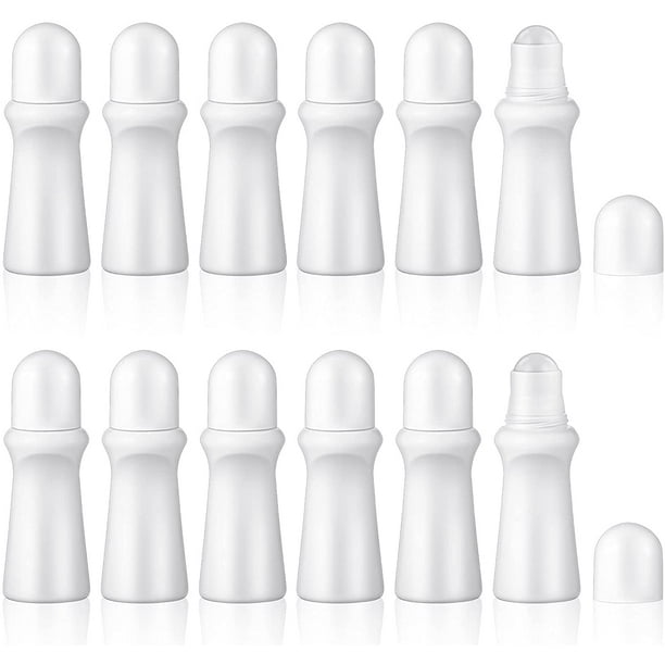 12 Pieces Empty Refillable Roll On Bottles 50 ml Plastic Roller Bottle White Rollerball Bottle