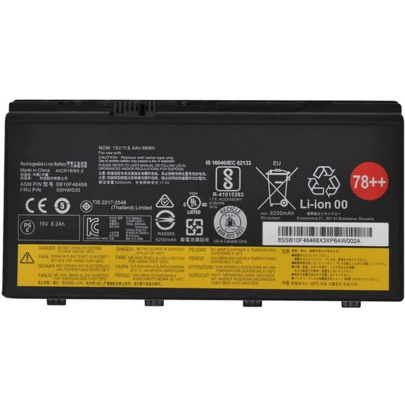 00HW030 SB10F46468 01AV451 78   78  Laptop Battery for Lenovo ThinkPad P70 20ER 20ES P71 20HK Series 4X50K14092 5B10W13950 4ICR18/65-2 15V 96Wh 8-Cell