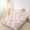 thumbnail image 4 of Homewish Kawaii Pink Cherry Queen Sheet Sets for Kids, Cute Cartoon Fruit Flat Sheet, Princess Style Queen Fitted Sheet, Breathable Home Decor, 4 Pieces, 4 of 7