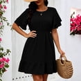 thumbnail image 5 of Dress for Women Ihhxva Plus Size Loose Fit Polka Dot Sundress with Elastic Waist Flutter Sleeve Summer L-5XL, 5 of 8
