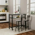 thumbnail image 6 of Spaco Bar Table and Chairs Set, Square Table With 2 Stools, Dining Pub Set for 2, Space Saving Dining Table Set for Indoor, Grey, 6 of 9
