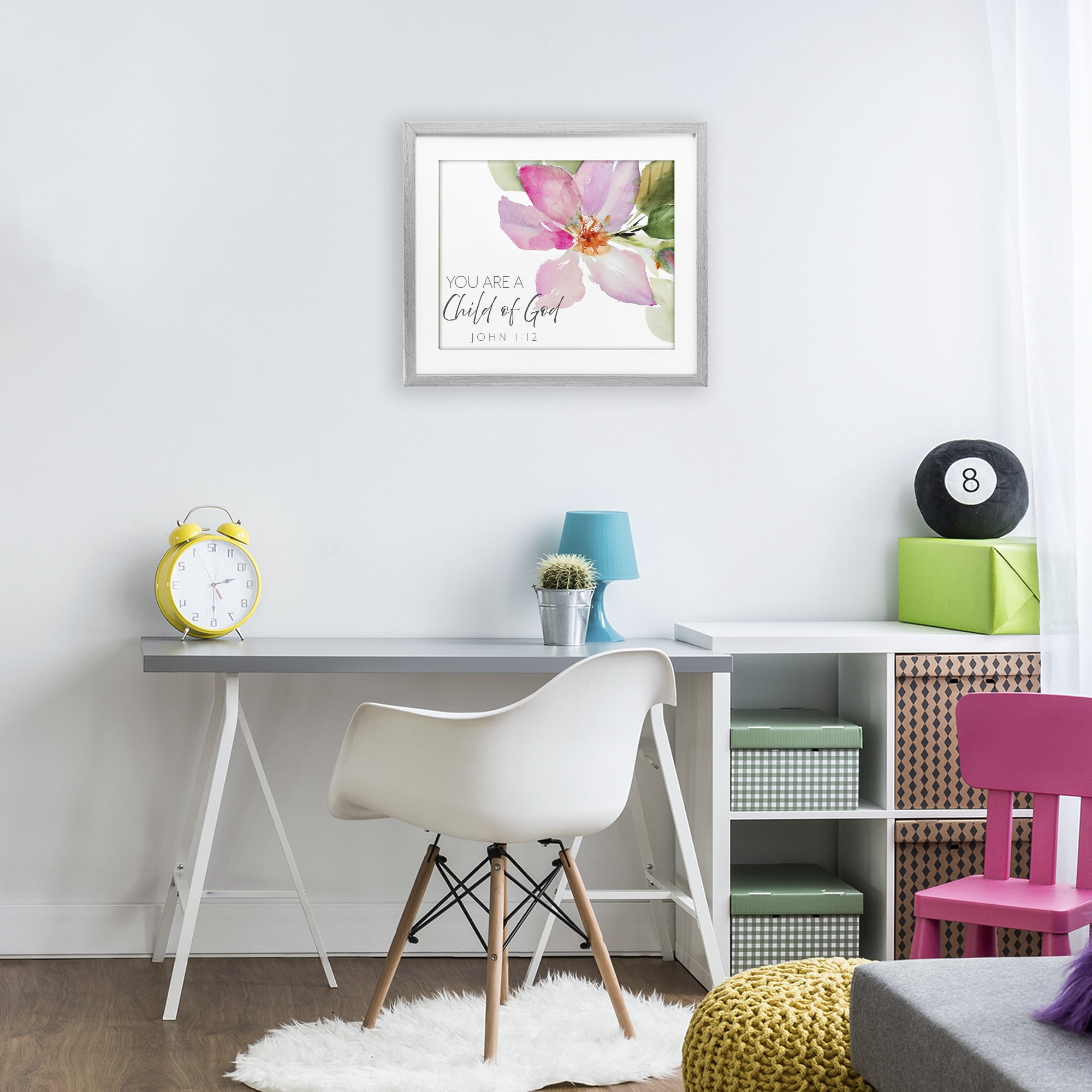 Stupell Industries Child Of God Pink Flower Gray Framed Print Under Glass, design by Lanie Loreth