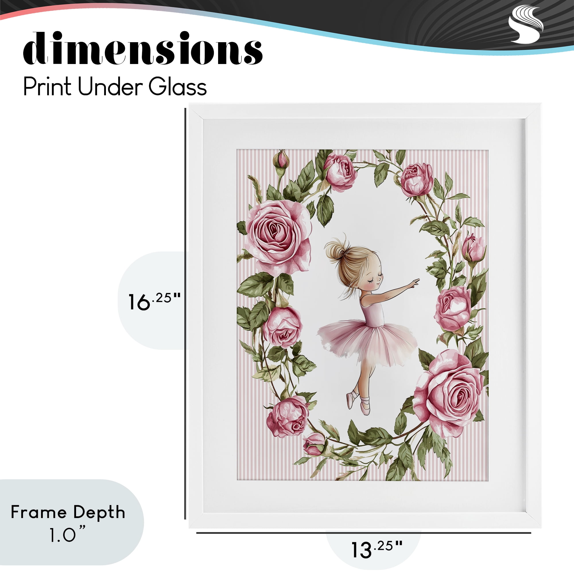 Stupell Industries Little Rose Dance Ballerina White Framed Print Under Glass, design by Christine Simpson Art