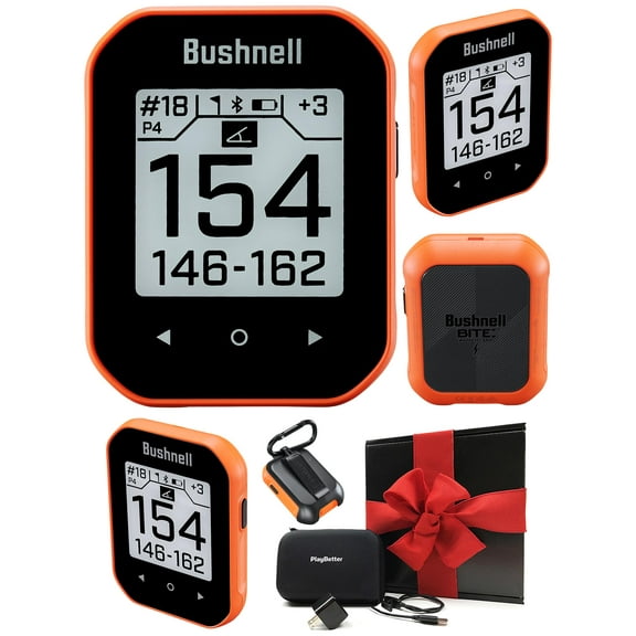Bushnell Phantom 3 (Orange) Slope Golf GPS Handheld Gift Box Bundle - Touchscreen, Auto Course, Hole Recognition & Auto-Prompt Score Entry with PlayBetter Wall Adapter & Protective Case