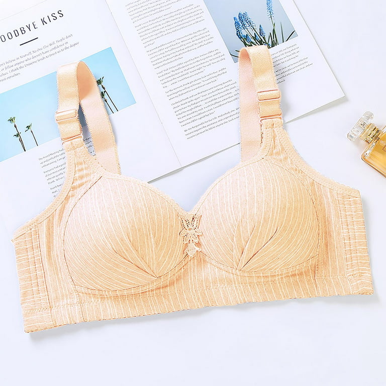 Fesfesfes Bras for Women Padded Shaped Bras Wire Free Side Lifted Underwear  Bras Elegant Striped Printed Bras Gather Push Up Unwired Everyday Bras 
