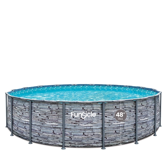 Funsicle Metal Frame 18ft x 48in Oasis Designer Pool, Round Above Ground Swimming Pool, 2-in-1 Filter Pump & Skimmer, Age 6 and up