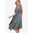thumbnail image 2 of ellos Women's Plus Size Tiered Midi Dress With Surplice Neckline - 18, Black Ditsy Floral, 2 of 3