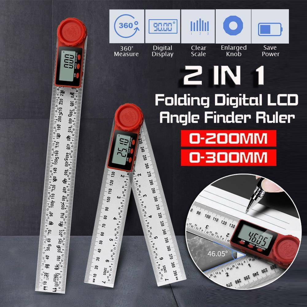 2 in 1 200MM/300MM Folding Digital LCD Angle Finder Ruler Protractor Gauge 360。 