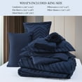 thumbnail image 5 of King Comforter Set, 7 Pieces Navy Boho Farmhouse Shabby Chic Embroidery Bedding Sets, Geometric Pattern Bed in a Bag with Reversible Comforter, Sheets, Pillowcases & Shams, 5 of 6