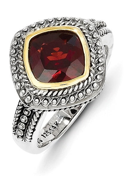 RUDRAFASHION 14k White Gold Plated Round Cut Red Garnet 925 Sterling Silver Mens Anniversary Band Ring