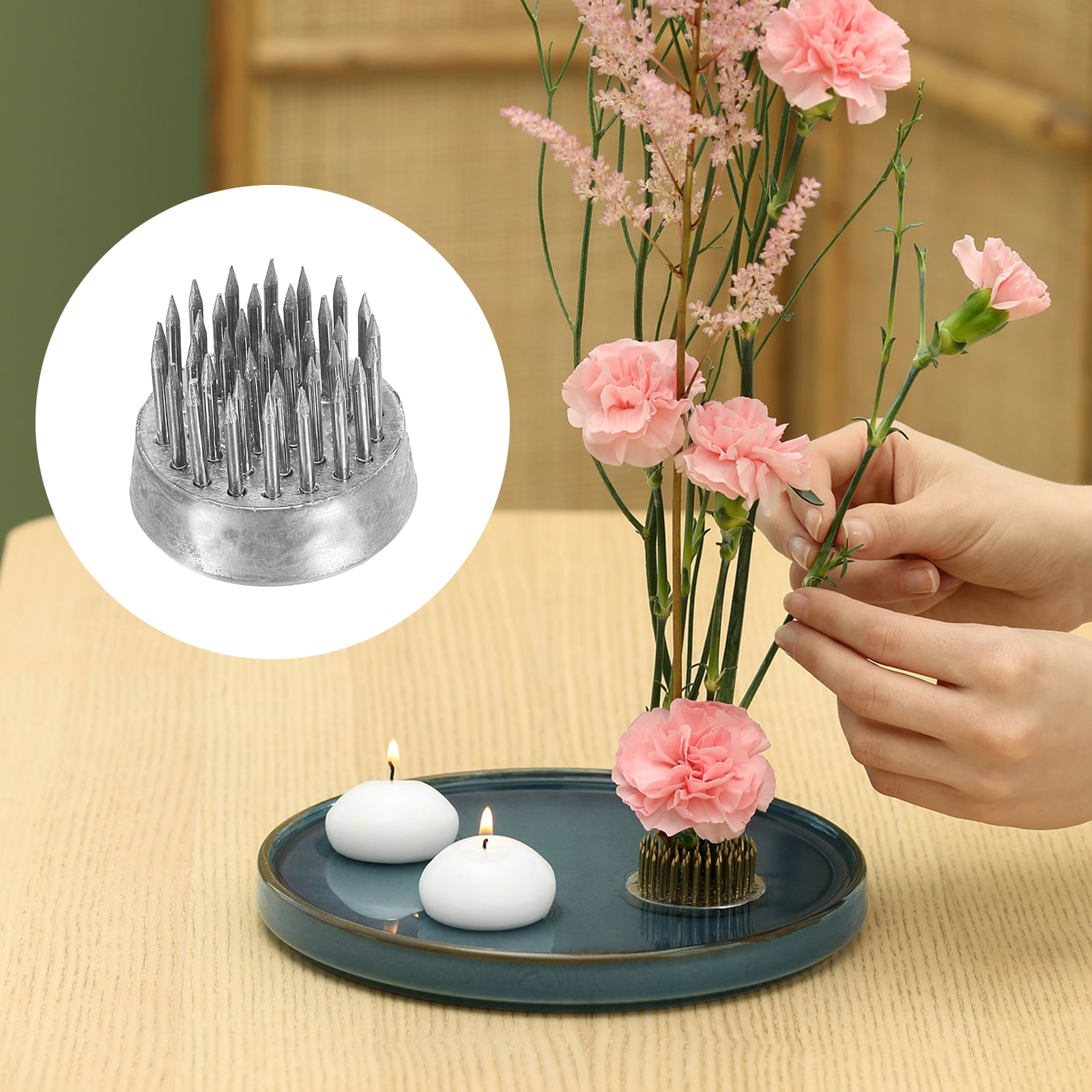 Uxcell 0.9" Flower Frogs Ikebana Kenzan Flower Arranger Tool Stainless Floral Frog Pin Holder Silver 6Pcs